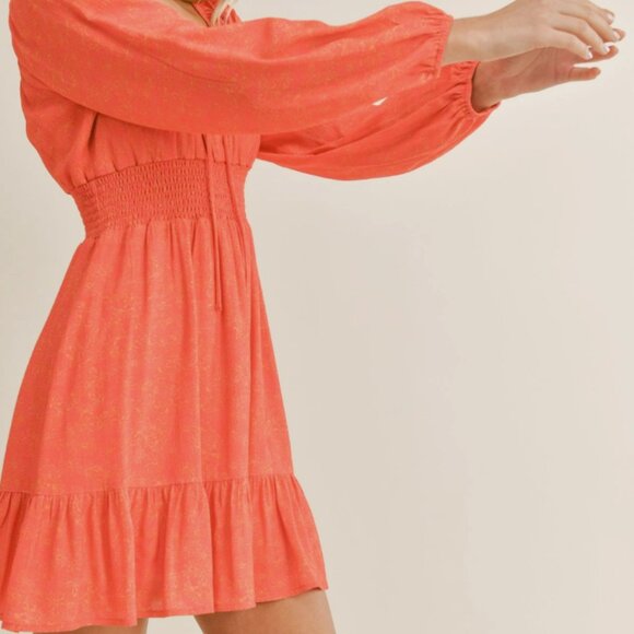 Ruffle Mini Dress with Puff Sleeves - Picture 2 of 3